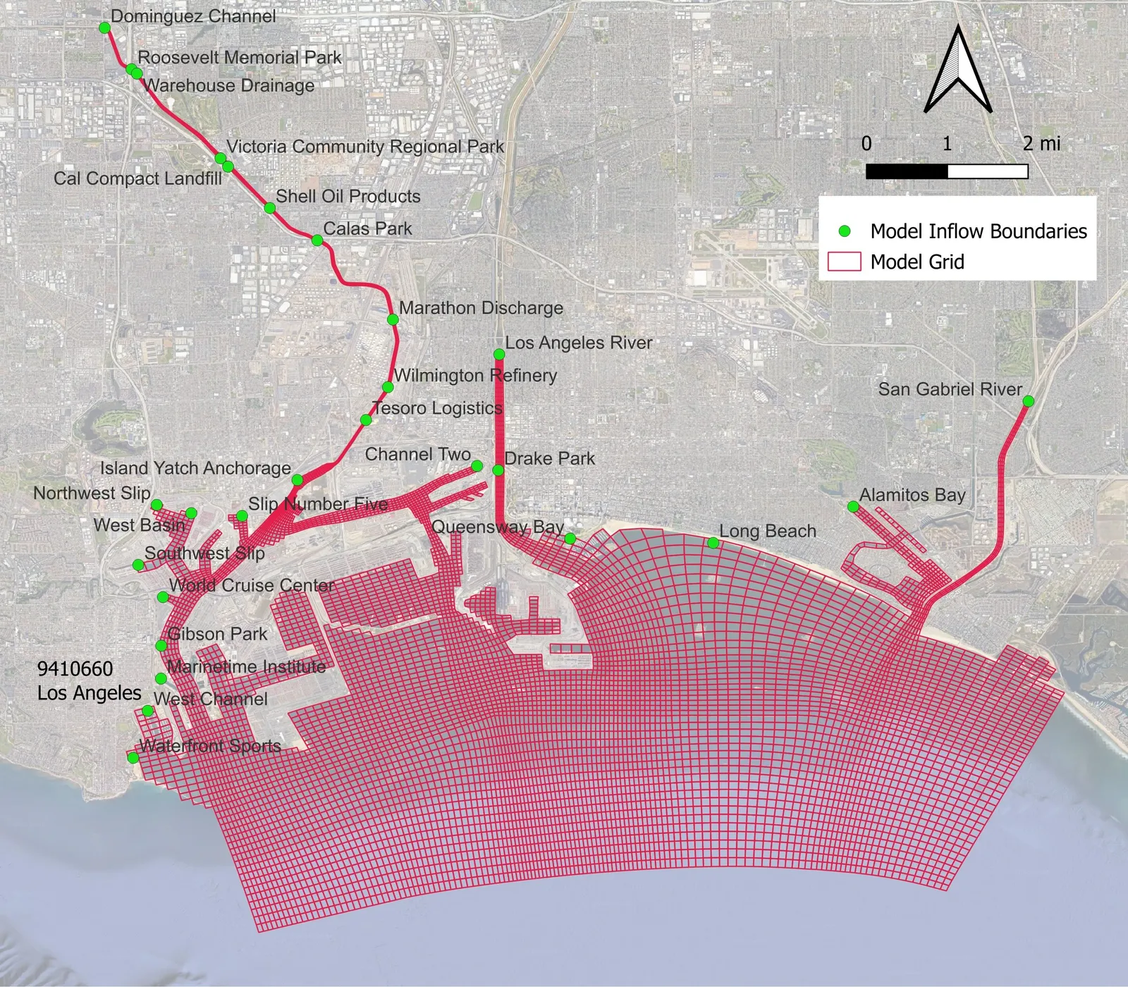 EFDC+ model flow boundary conditions for the Dominguez Channel and Los Angeles/Long Beach Harbors