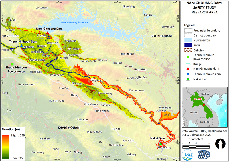 Nam Gnouang Dam failure hydraulic analysis, Bolikhamxai Province, Laos