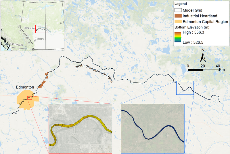 North Saskatchewan River water quality modeling, Alberta, Canada
