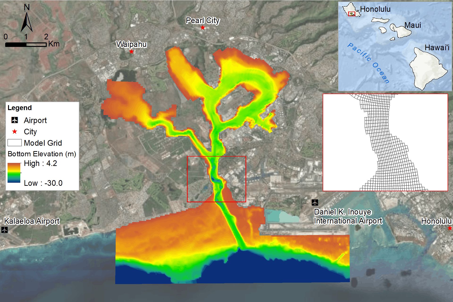 Pearl Harbor hydrodynamic model for tidal and wind-driven flows